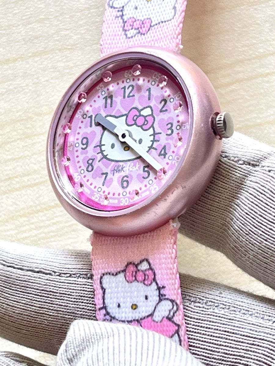 Flik Flak Orologi:  Hello Kitty Flikflak Uhr Armband Stoff  – Usato da Grenchen venduto da chththl 5