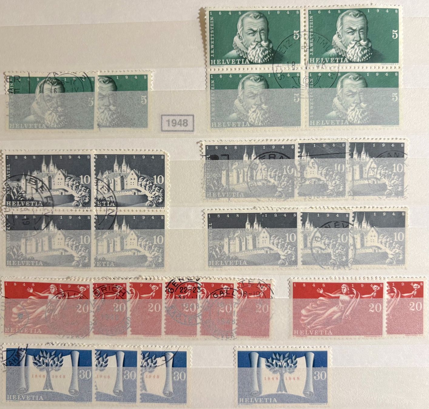 Tutti i francobolli: Timbres suisses 1948 Constitution – Usato da Lausanne venduto da Cabessa
