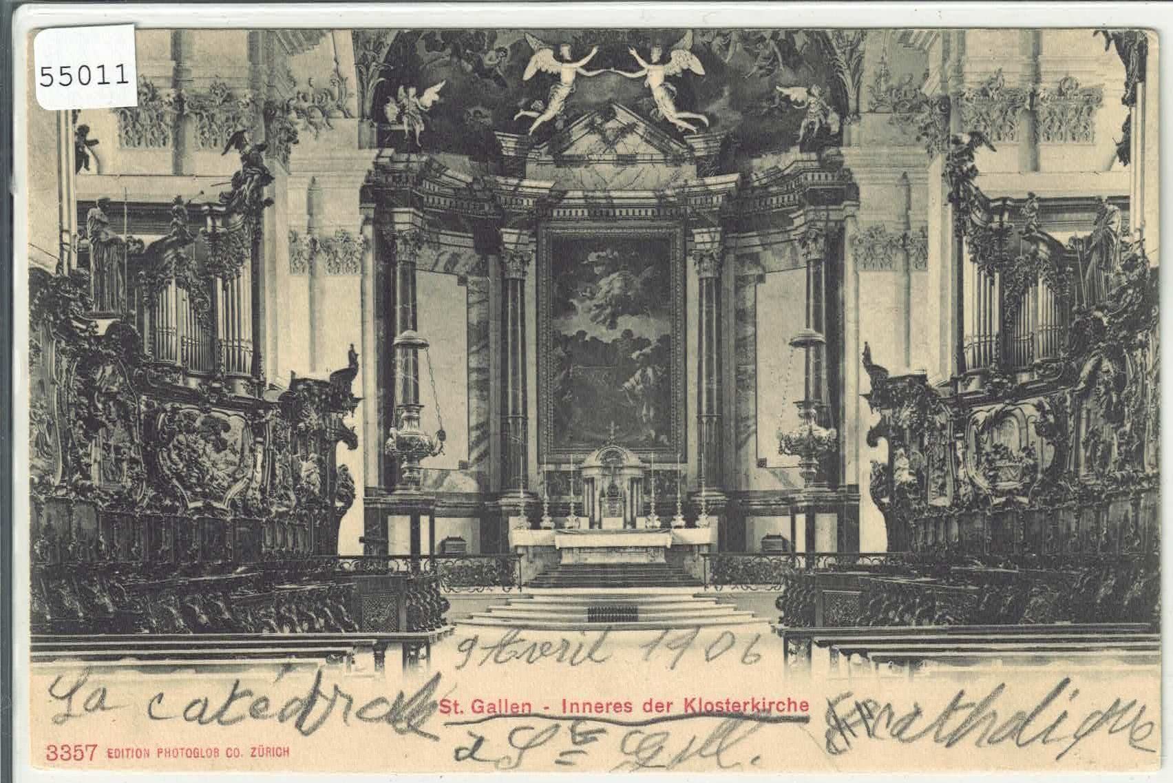 Ansichtskarten: St. Gallen - Inneres der Klosterkirche – Gebraucht aus Ettingen von Kartenplanet