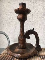 Handgeschnitzter Kerzenständer aus Holz, Vintage Look!