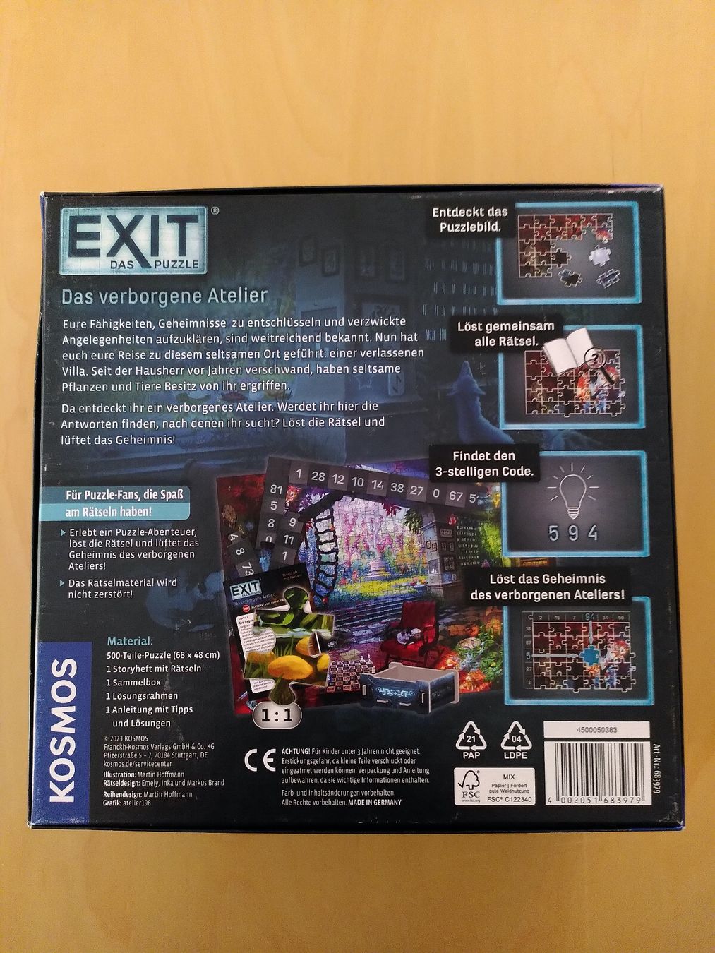 Kosmos Puzzles: EXIT DAS PUZZLE/ DAS VERBORGENE ATELIER – Gebraucht aus Brugg AG von olamim 1