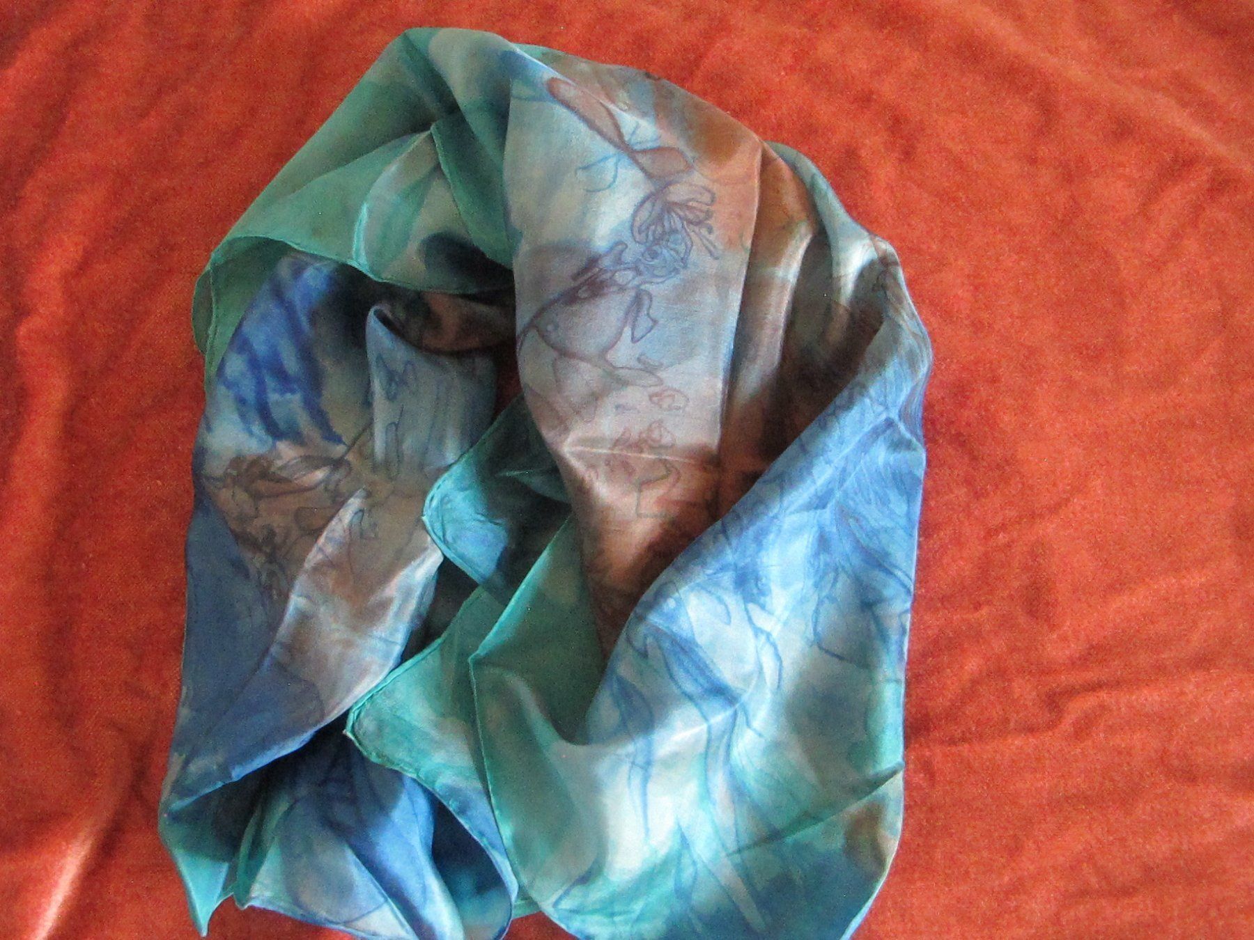 Foulards, Tücher & Schals: 100% Seide Tuch Handrolliert – Neu (gemäss Beschreibung) aus Löhningen von Chimae67