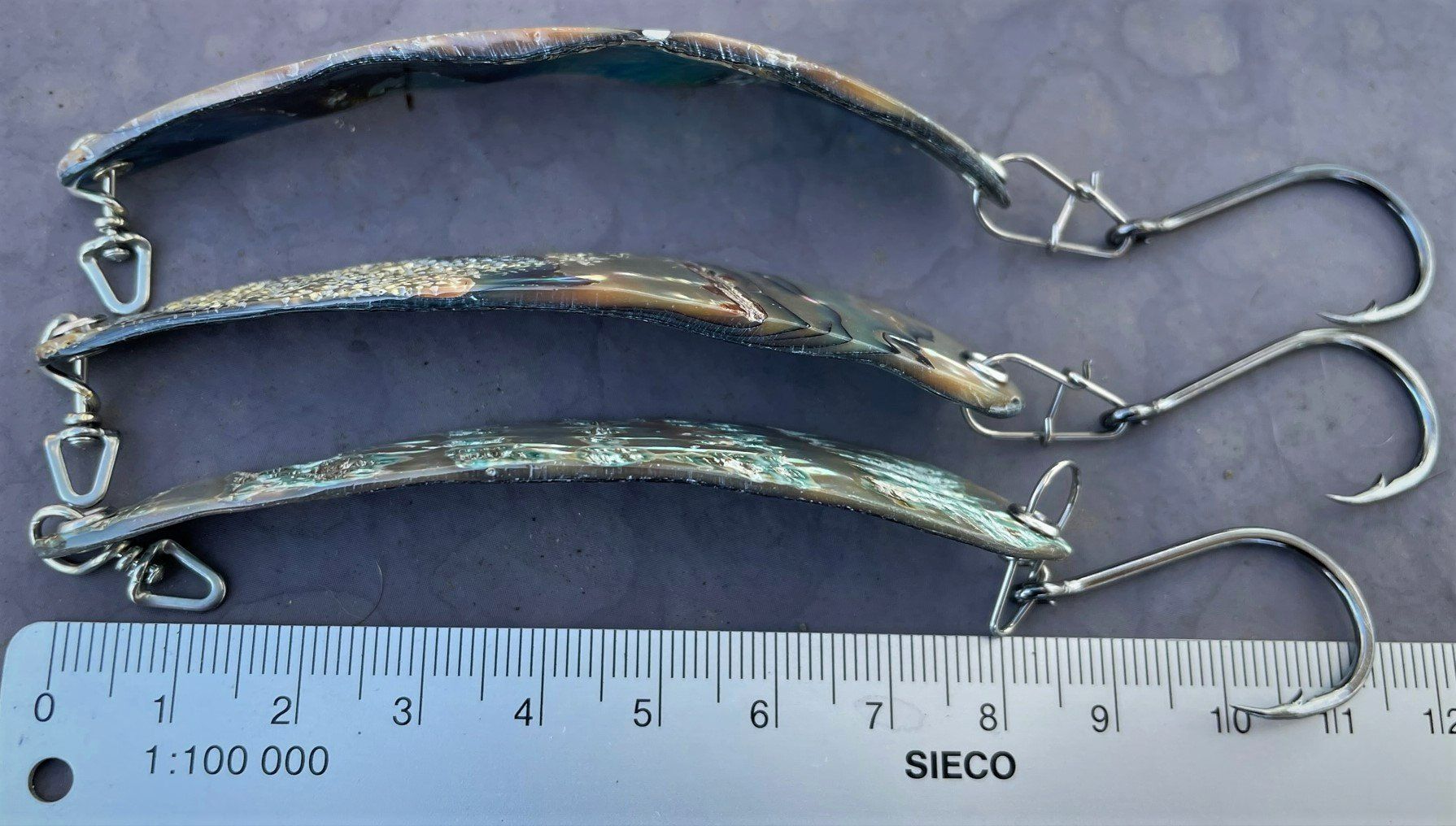 Esche: 3 Perlmuttspangen Smaragd Drops, ca. 85mm, montiert – Nuovo (secondo la descrizione) da Arbon venduto da Helmuth 3