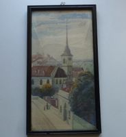 Aquarell ++ Ansicht Nydegg Kirche Bern