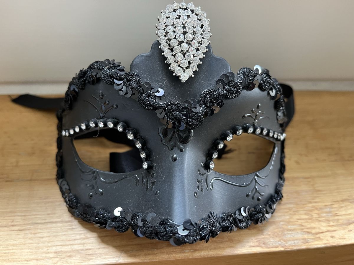 Venetian Mask Tragicomic Venezia Black with Rhinestones (Neu (gemäss ...