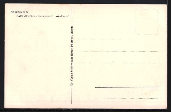 Ansichtskarten: Braunwald, Hotel Alpenblick Dependance W – Gebraucht aus Berlin von bartko-reher 1