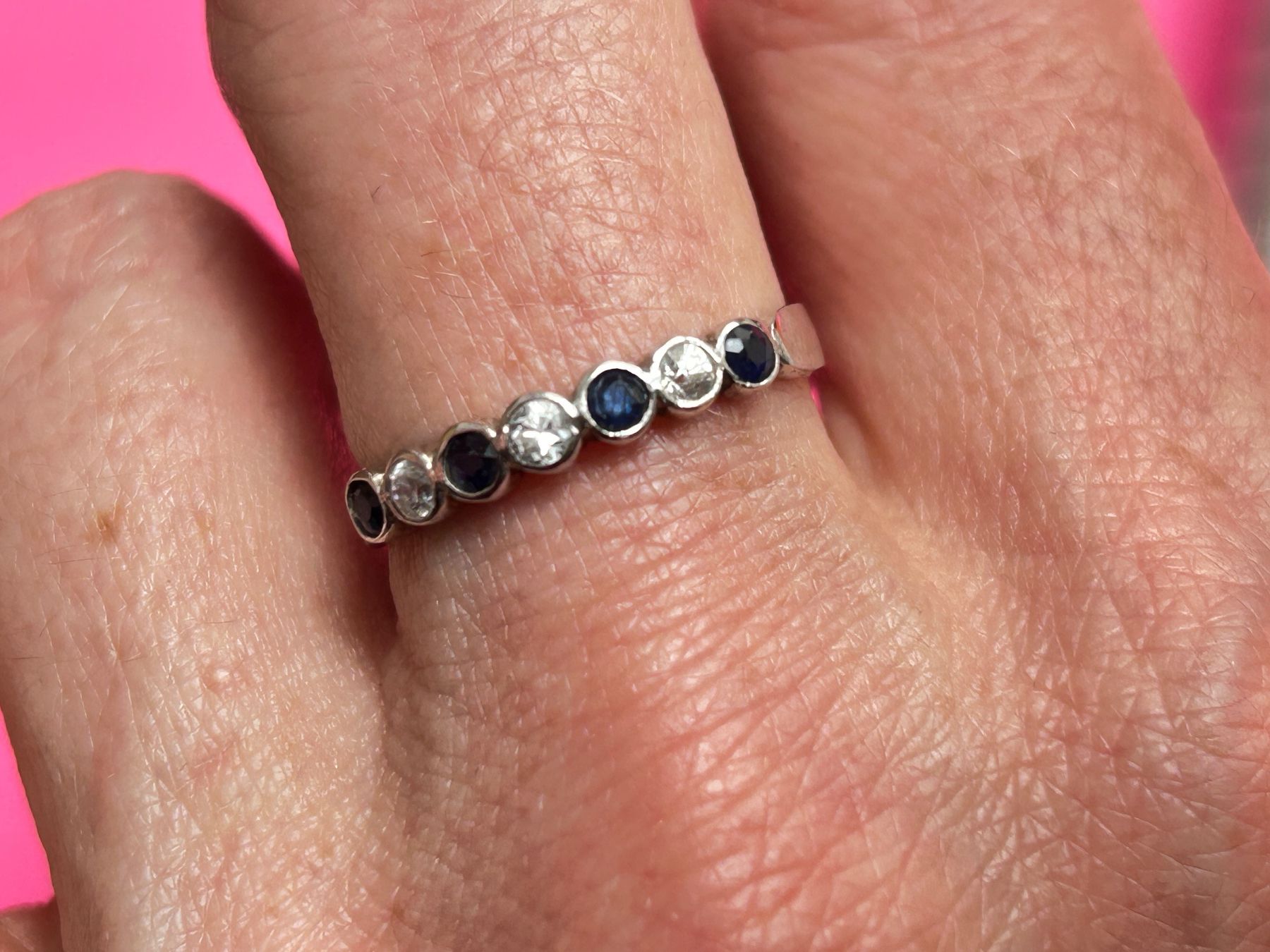 Ringe: Silberring mit blau-weissen steinen "Elegante" (60) – Gebraucht aus Basel von bellespirit 1