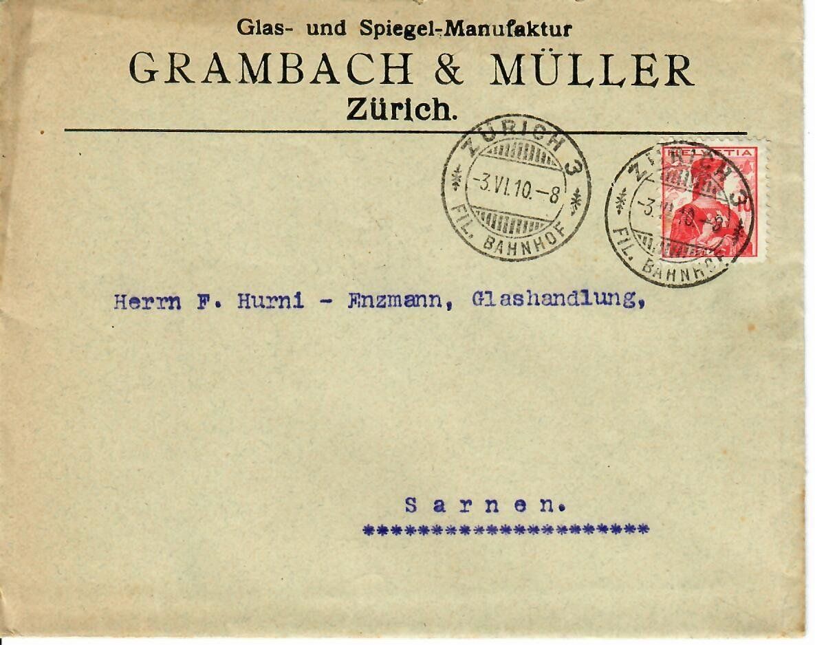 Tutti i francobolli: Brief mit Inhalt Zürich 1910 – Usato da Hochdorf venduto da Ziegel-16
