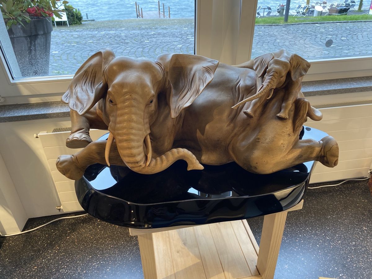 Sculture & Statue: Handgeschnitzter Holzelefant mit Baby – Nuovo (secondo la descrizione) da Elsau venduto da dle_6tg2 1