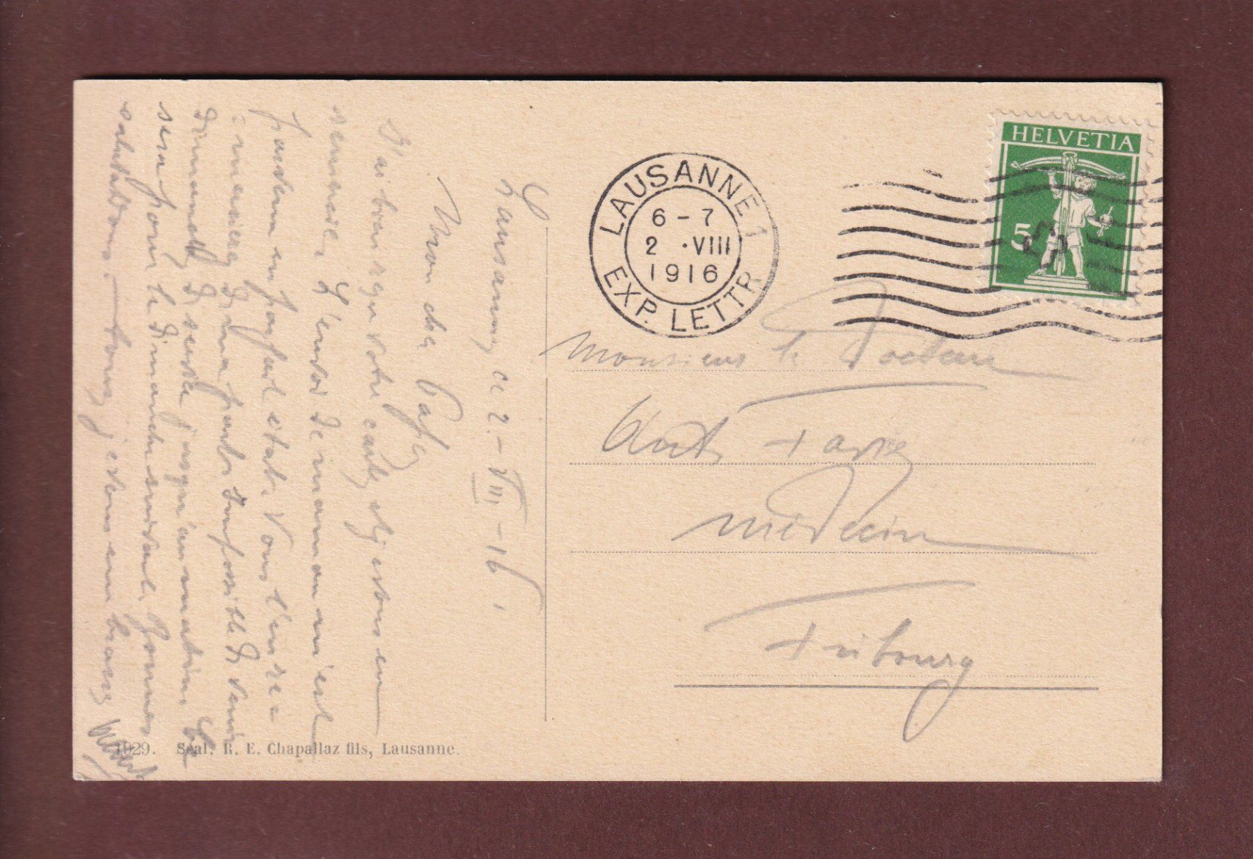 Cartoline postali: LAUSANNE - Vue partielle - 1916 – Usato da Pully venduto da nicecards 1