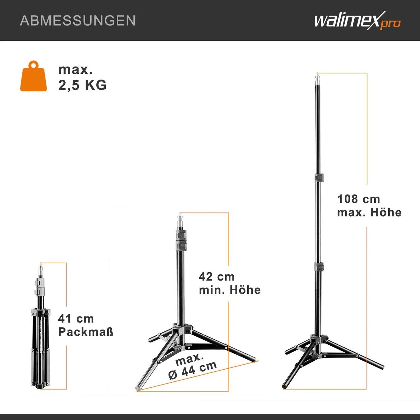 Treppiedi & Teste: Walimex Trépied de lampe WT-802, 108cm – Usato da Genève venduto da rosebud635 4