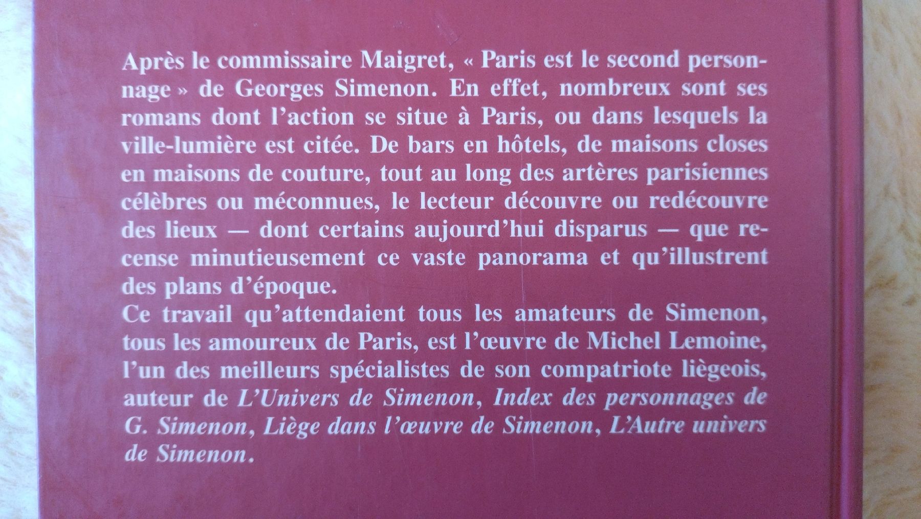 Bücher: Paris Chez Simenon: Bibliothèque Simenon, I - 2000 EBL – Gebraucht aus Farvagny-le-Grand von LaCaverne 2