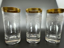 3x Vintage Glas mir Gravuren   Solide gemachte Gläser