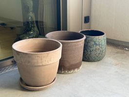 Blumentöpfe/Übertöpfe (3 Stück, 25-32 cm oben) wegen Umzug
