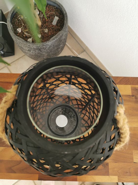 Solar-Stehlampe Für Terrasse - Wasserdichte Rattan-Laterne Mit 600mAh Akku