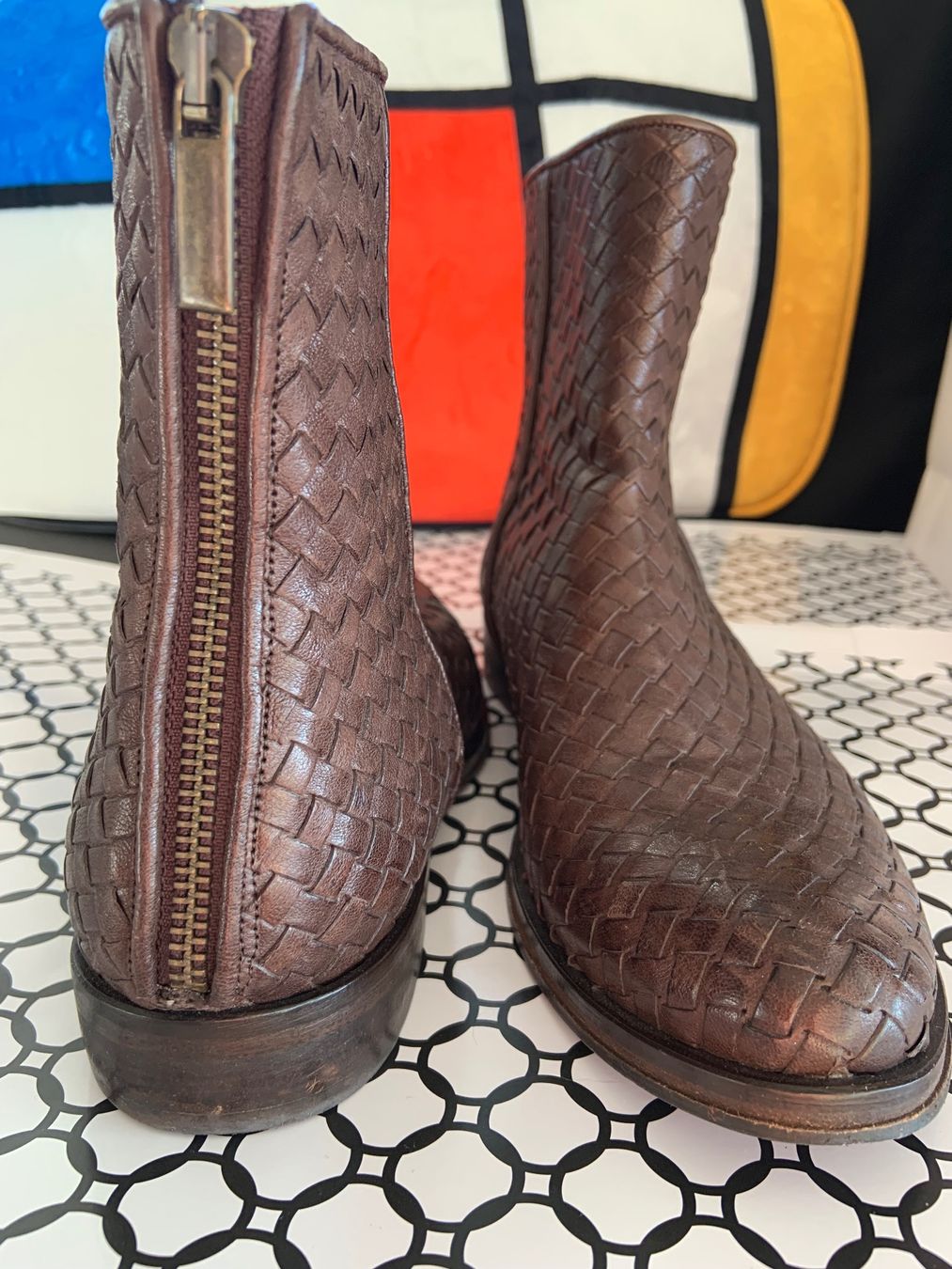 Damenschuhe: Geflochtene braune Stiefelette, Echtleder, Gr. 38.5 – Gebraucht aus Niederteufen von mix18 3