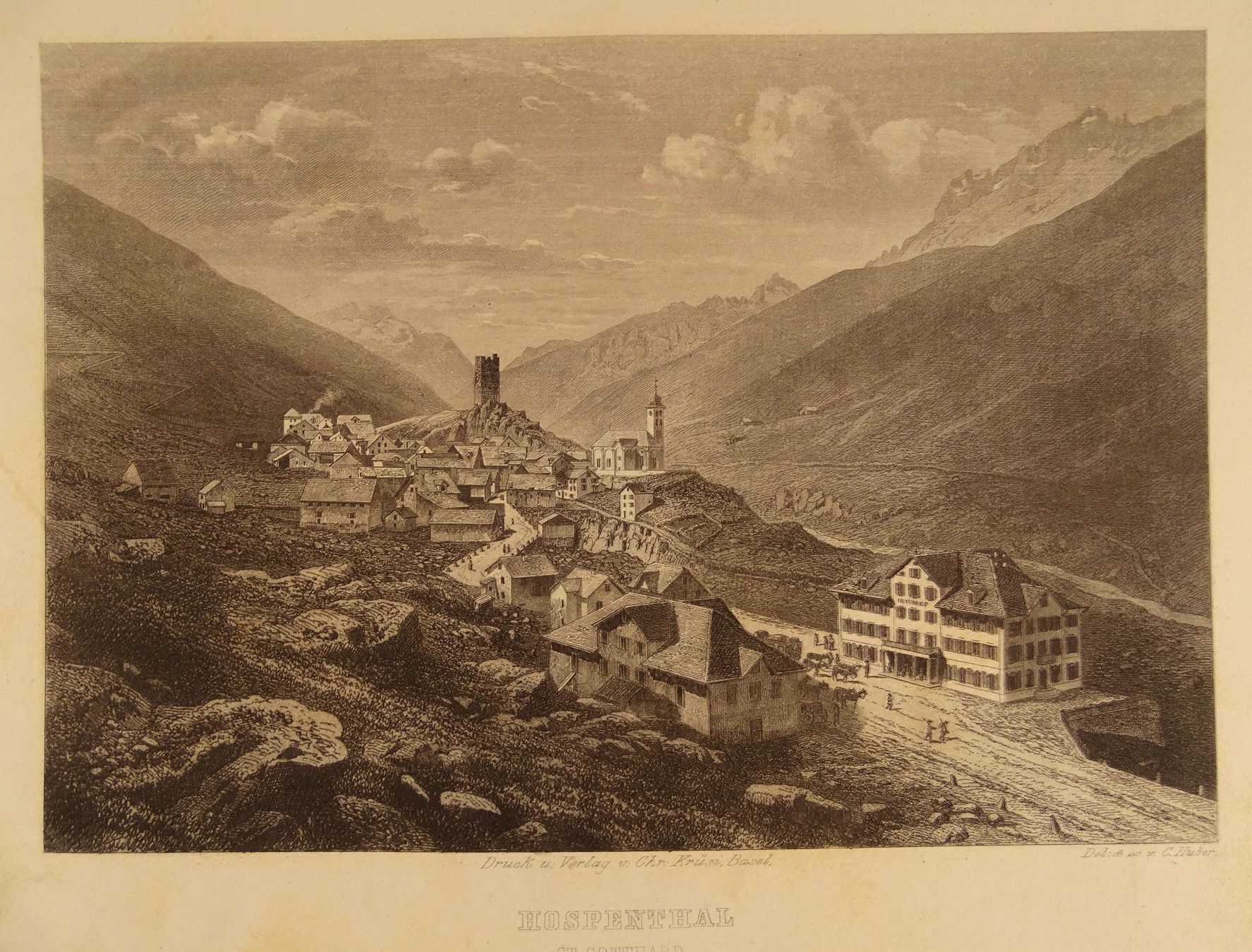Incisioni: HOSPENTHAL, STAHLSTICH 1865 – Usato da Grüningen venduto da Kartensammler