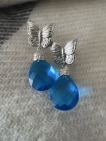 Ohrringe 925 Silber mit blauem Stein und Schmetterling