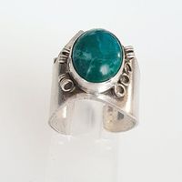 Breite Amazonit-Ring, 925 Silber, Unikat, Verstellbar, 8Gr.