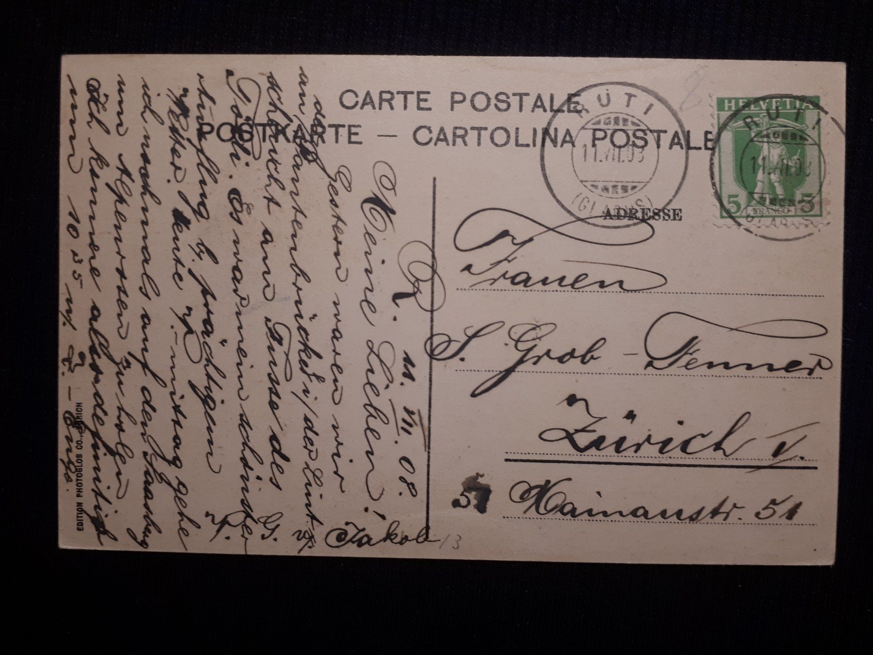 Ansichtskarten: . LINTHAL 1908 - KLEINEN MANGELN – Gebraucht aus Ponto Valentino von giorgia06 1
