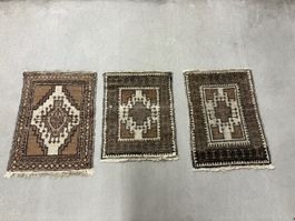 3 handgeknüpfte Orientteppiche Miniaturteppiche Konvolut