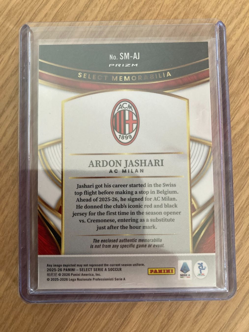 Panini Sammelbilder & Trading cards: Panini Select Serie A 2025-2026 - Ardon Jashari Patch – Neu (gemäss Beschreibung) aus La Tour-de-Peilz von Tyalos_Cards 1