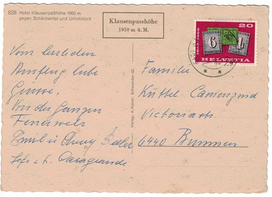 Cartoline postali: Klausenpasshöhe, Oldtimer, Postauto, gelaufen 1968 – Usato da Frauenfeld venduto da POML 1