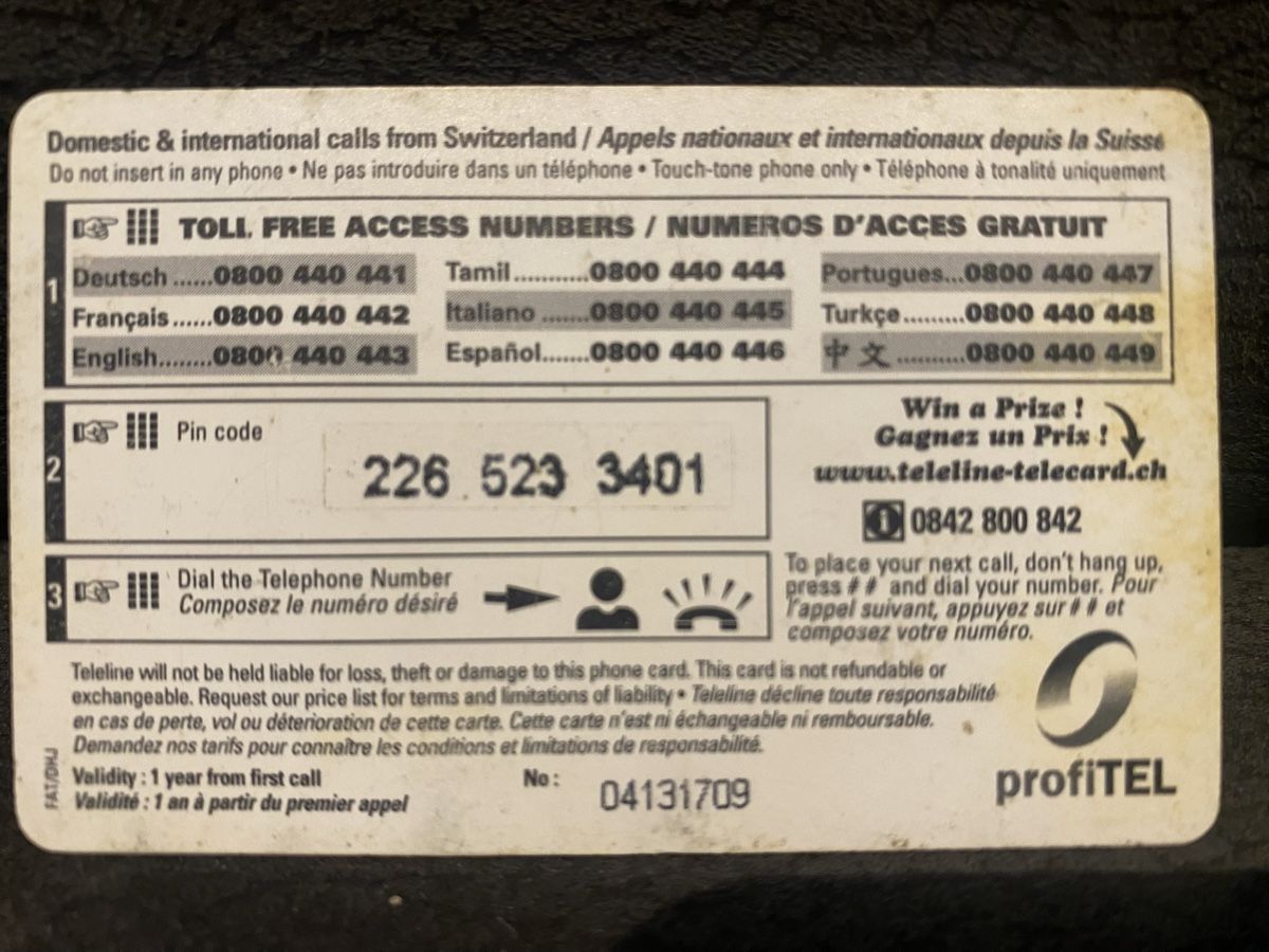 Schede telefoniche: Teleline – Usato da Lausanne venduto da babacard10 1