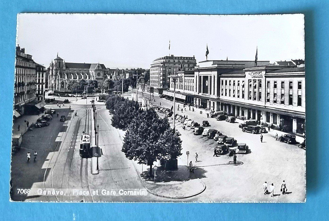 Cartoline postali: Geneve - Gare Cornavin - Tramway - 1954 – Usato da Rothrist venduto da RROENK