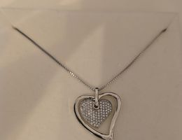 Collier Cœur Pendentif Argenté avec Petits Zircons