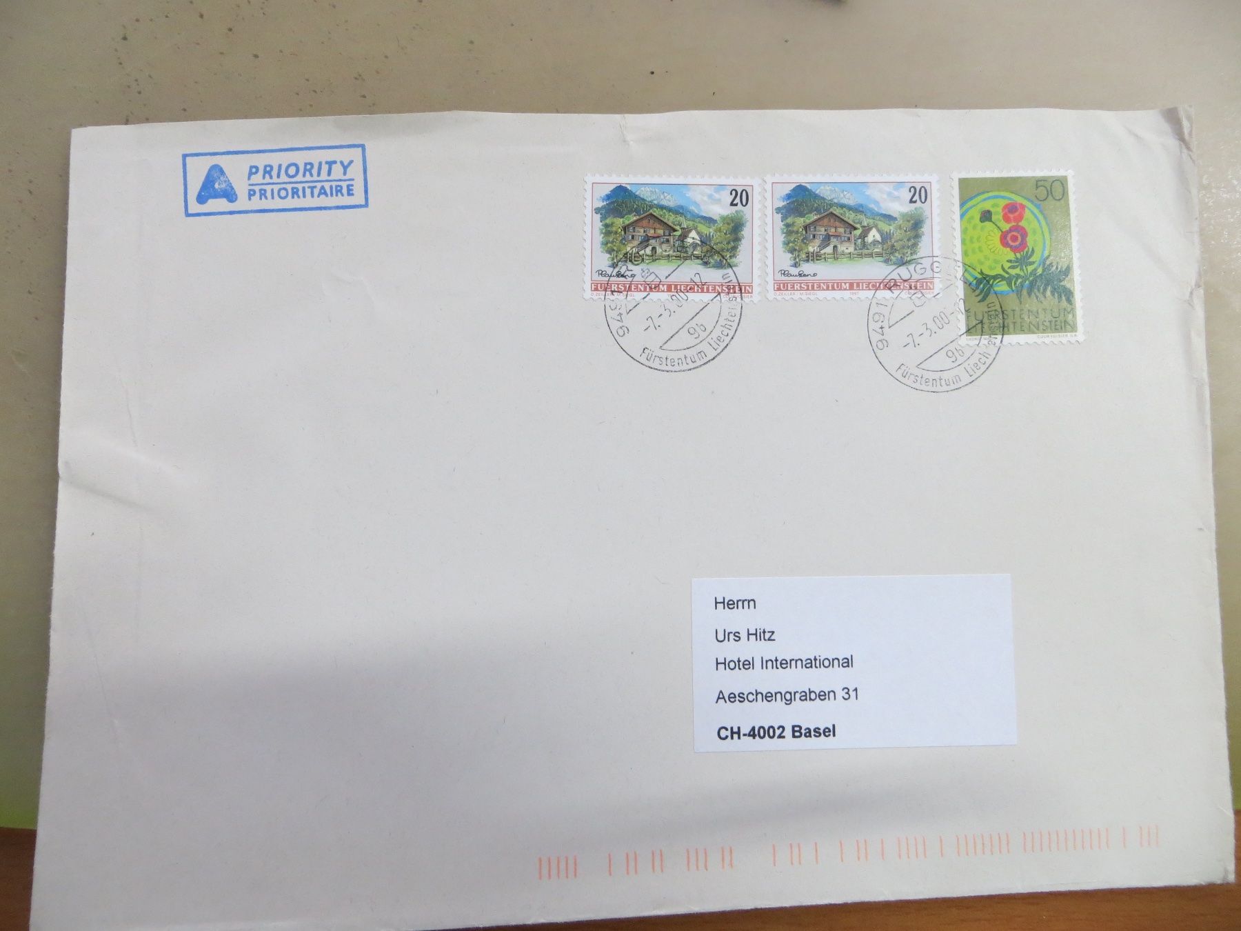 Tous les timbres: Gelaufene Brief FL 2000 – Neuf (Voir description) à Basel par 8013