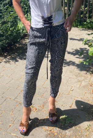 Chic Pantaloni estivi-cotone con viscosa-M/L-vita alta