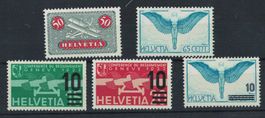 5 CH - Flugpostmarken 1923 + 1935/38 **