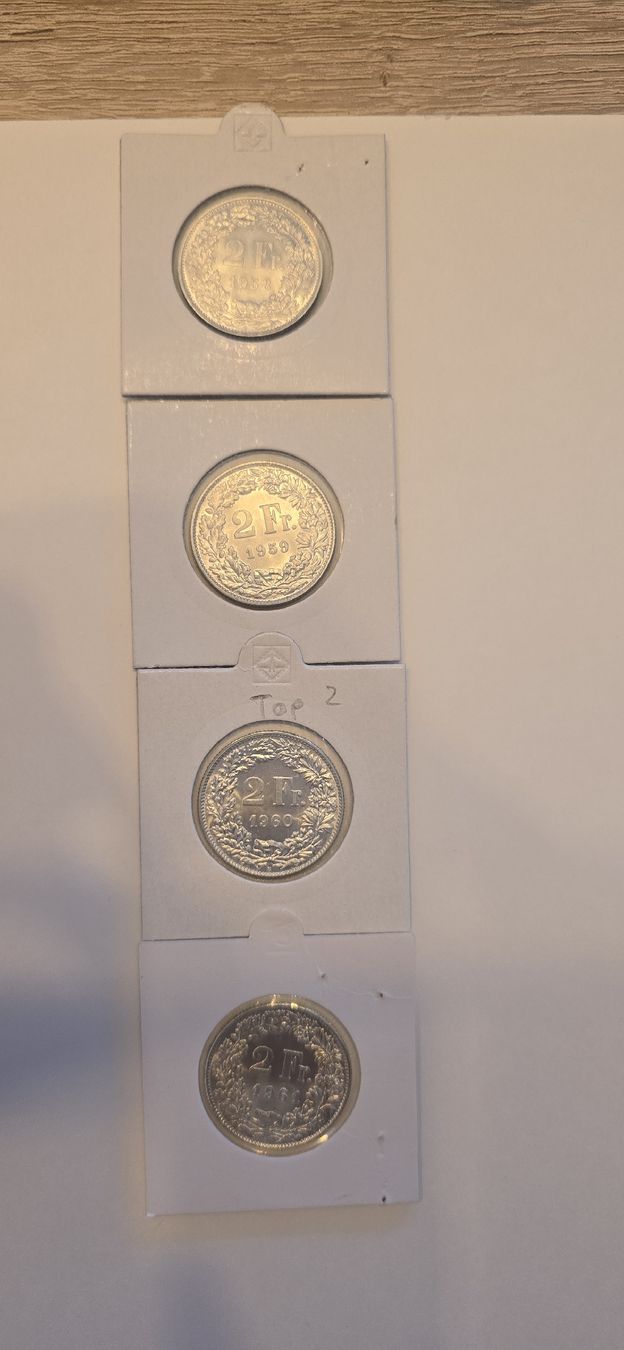 Tutti le monete: pieces 2chf 1958 a 1961 ab 1.- – Nuovo (secondo la descrizione) da Fribourg venduto da yan_z5fr