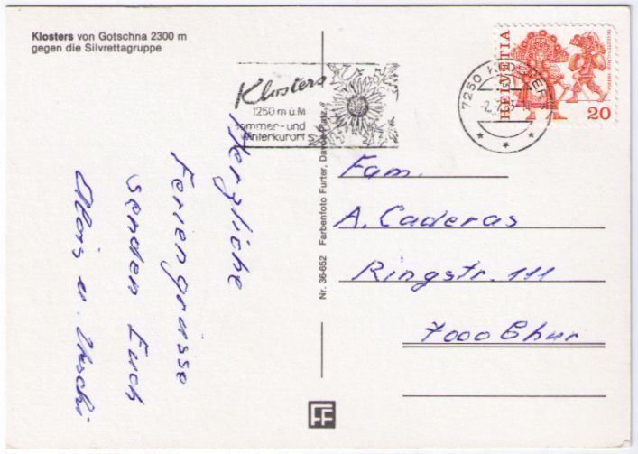 Cartoline postali: Klosters - Luftseilbahn Gotschnagrat – Usato da Binningen venduto da Mountainrider 1