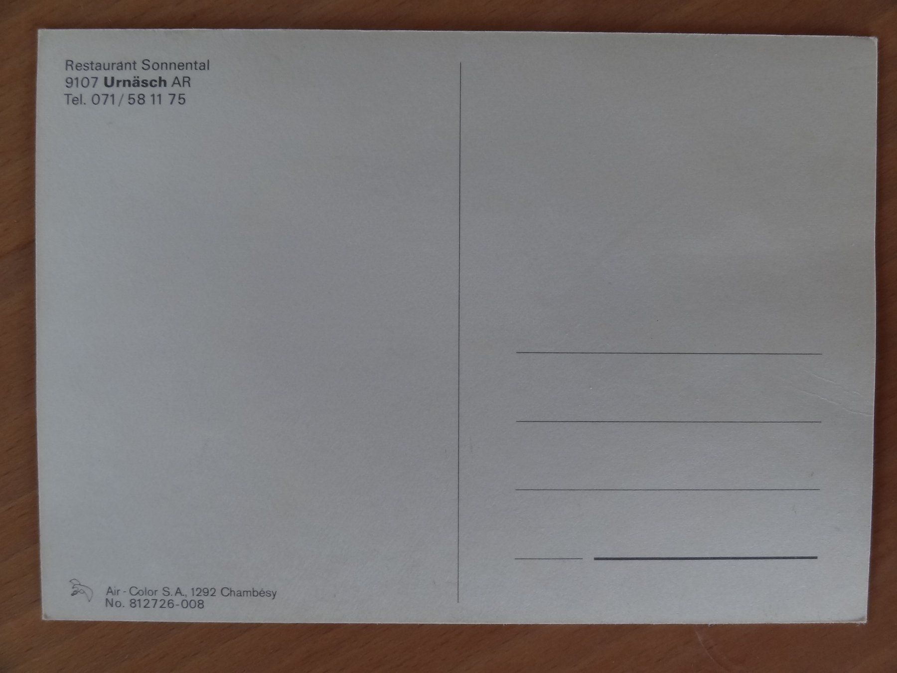 Cartoline postali: Urnäsch - Restaurant Sonnental – Usato da St Léonard venduto da Riglin 1