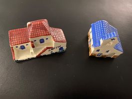 2 handgemachte Griechische Keramik Miniatur Häuser/Kirche
