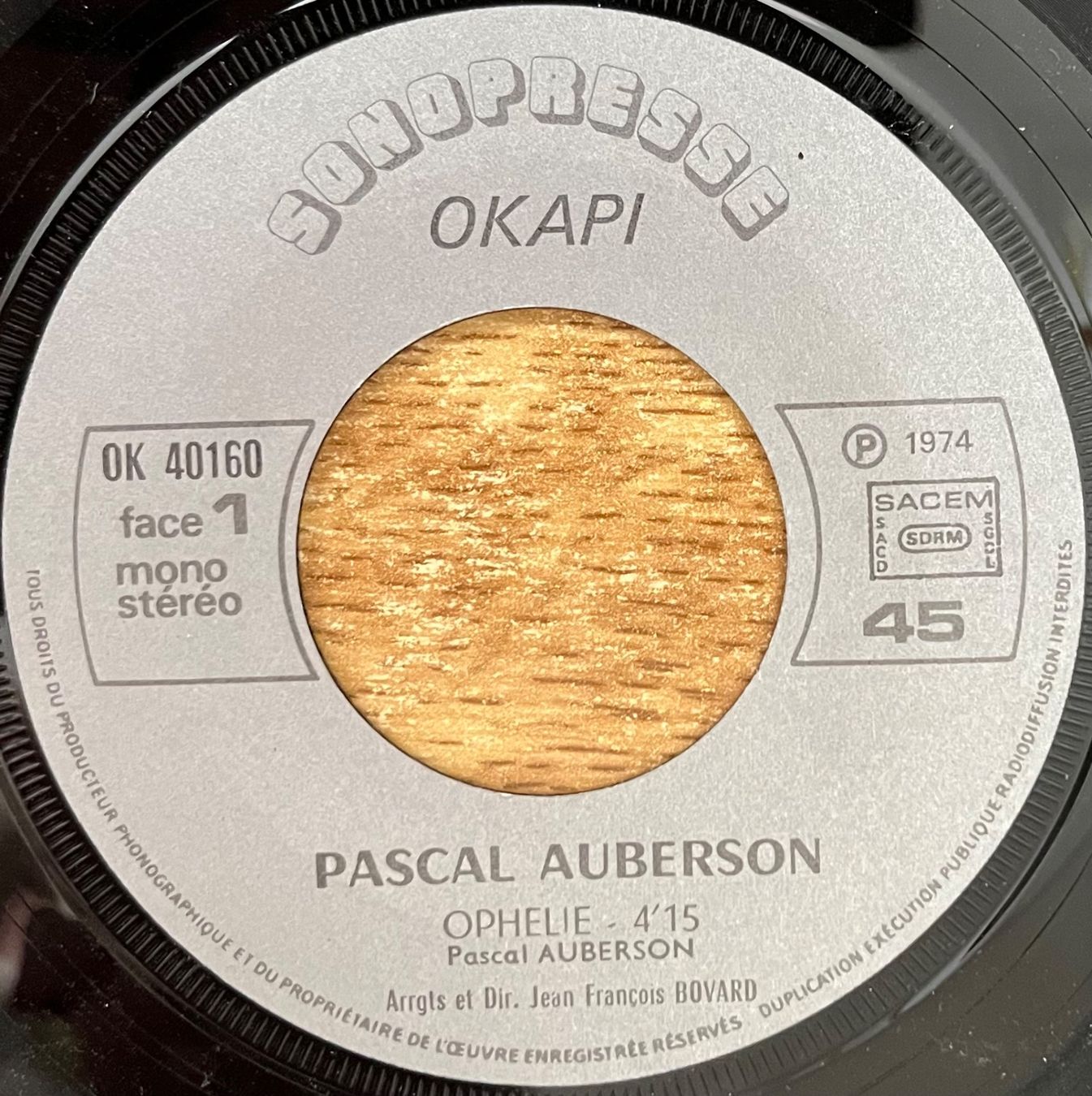 Vinyles: PASCAL AUBERSON - OPHELIE – D'occasion à Bussigny par vinyl-pas-cher 2
