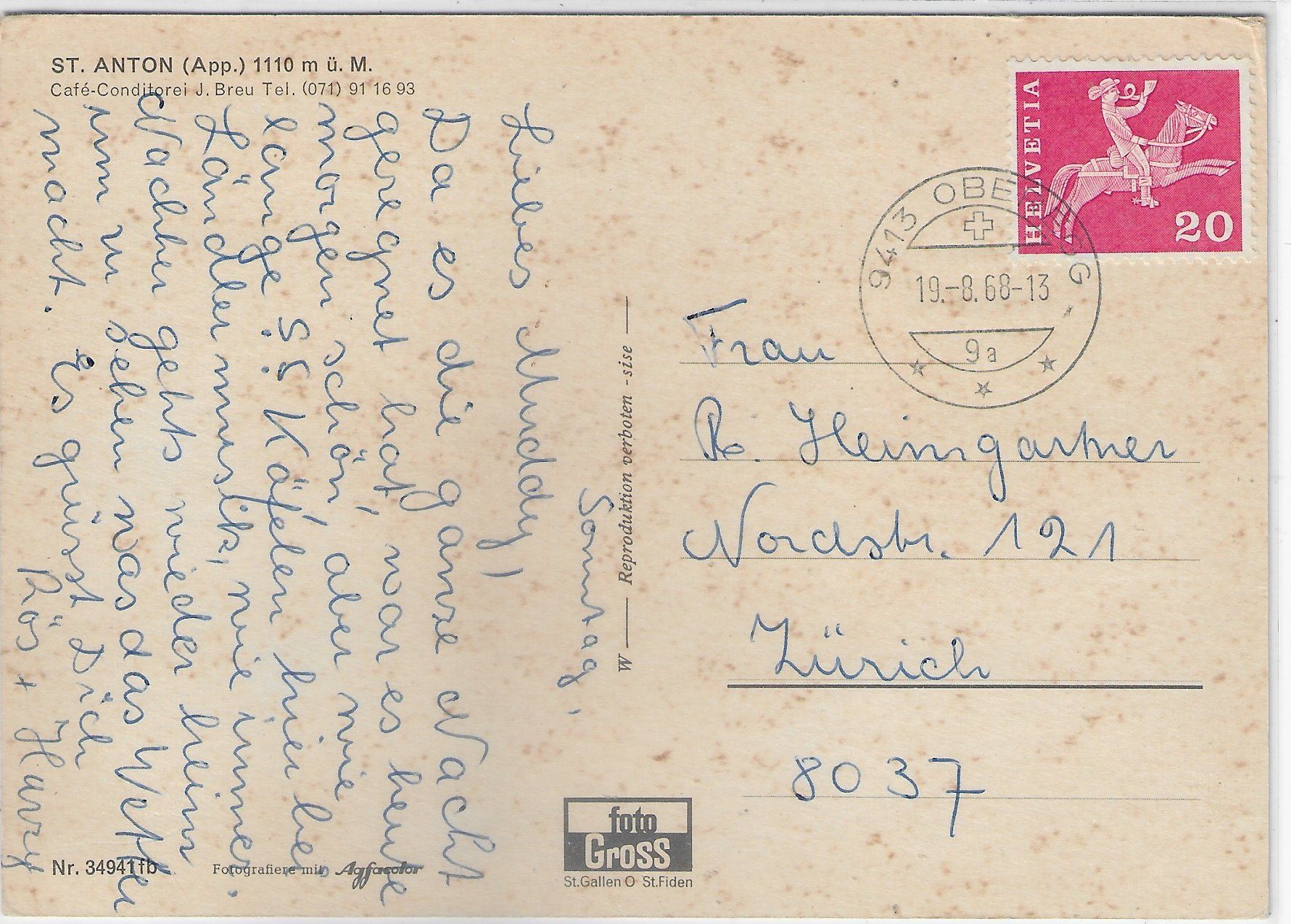 Cartoline postali: Cafe Breu St. Anton AI – Usato da Ettingen venduto da Kartenplanet 1