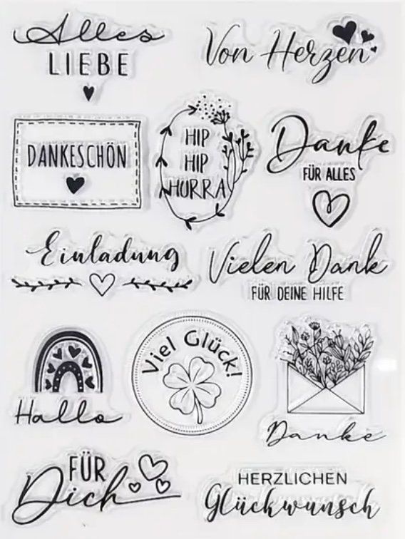 Timbri: Silikonstempel Danke für alles – Nuovo e nell'imballaggio originale da Kaltbrunn venduto da schere-stein-papier