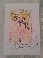 Katze Original Zeichnung auf Papier Unikat Din A4
