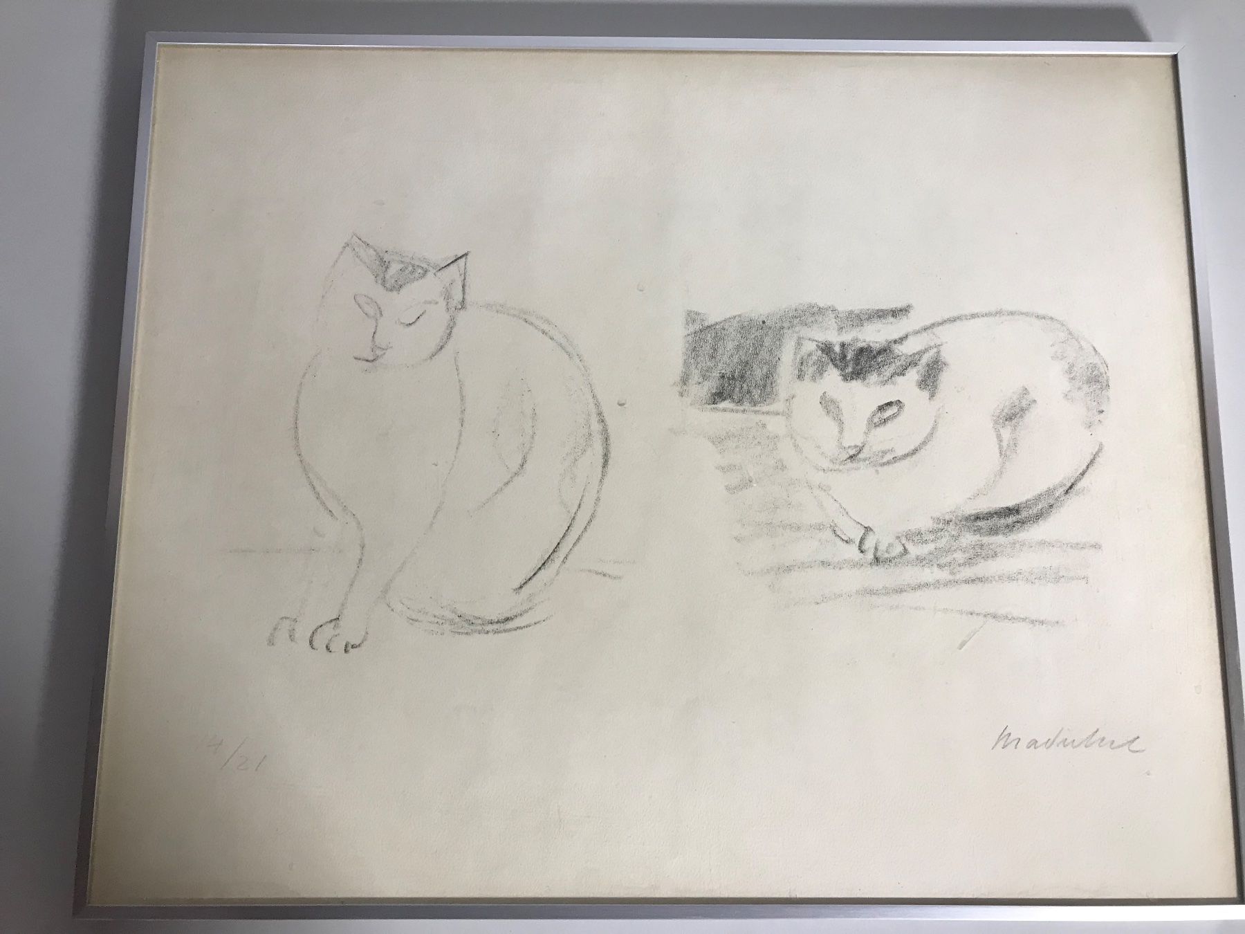Grafica & Litografie: Litho 2 Katzen, gerahmt, signiert – Usato da winterthur venduto da Grami1