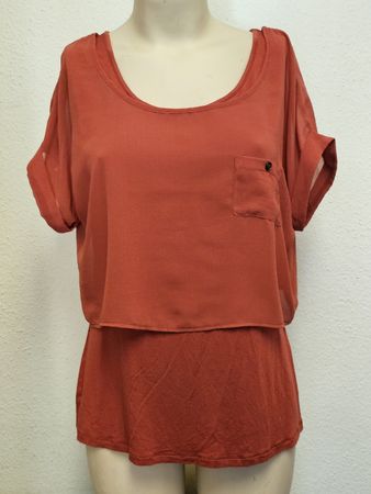 Orsay Damenbluse / Layer-Look Shirt – Rostrot – Sehr guter Z