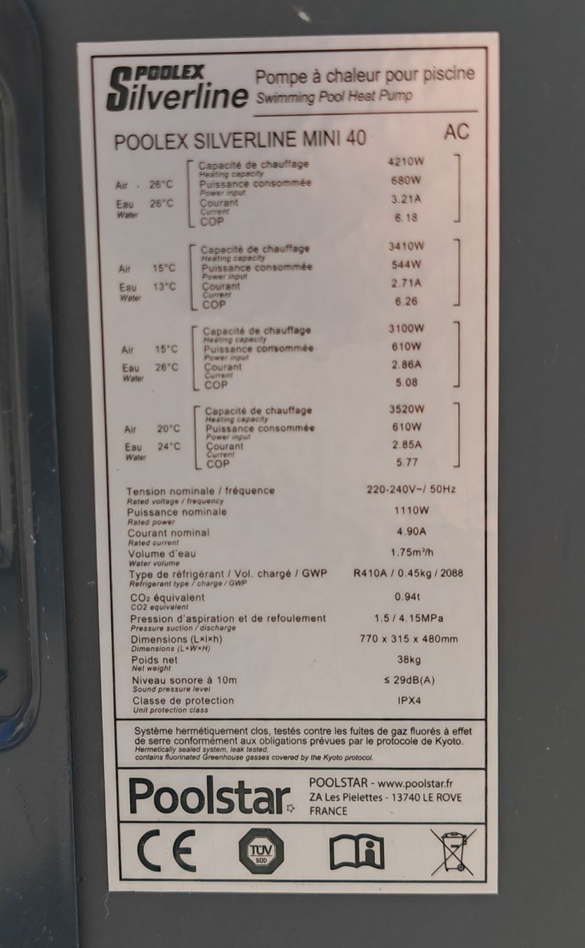 Radiatori: Poolex Silverline Mini 40 Pool Wärmepumpe  – Usato da Rheinsulz venduto da Dred 5