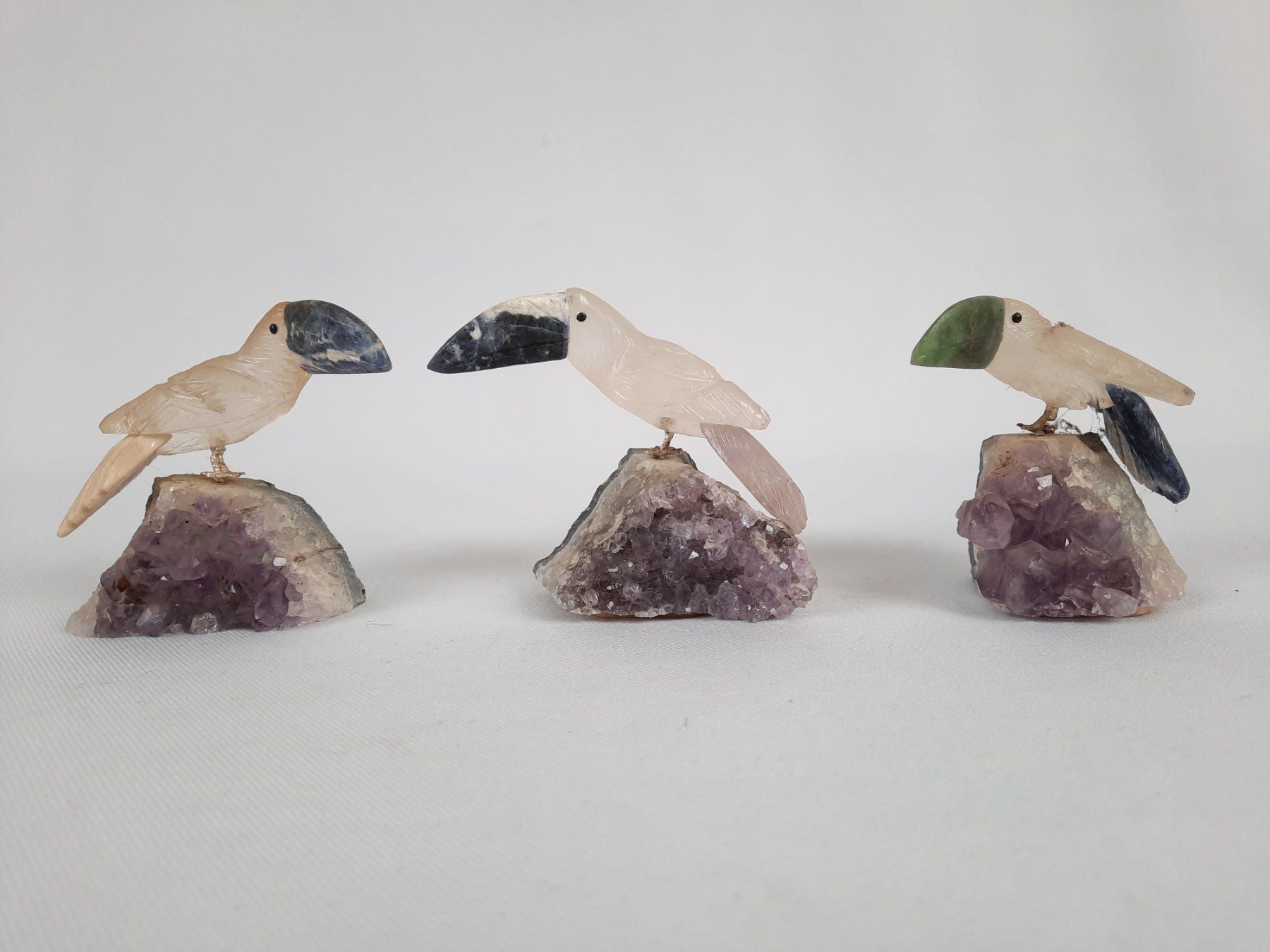 Minerali & Pietre curative: 3 Amethysten mit Vögeln – Usato da Beinwil am See venduto da Restwert_Beinwil
