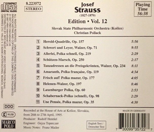 Josef Strauss - Edition - Vol. 12 | Kaufen auf Ricardo