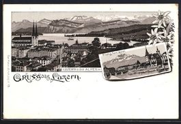 Litho Luzern, Gesamtansicht, Pilatus vom