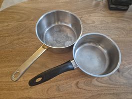 2 Kochtoepfe 16cm und 19cm Edelstahl mit Stiel gebraucht