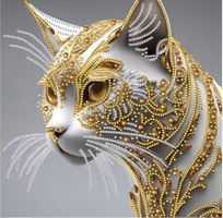 Diamond Painting: Weiss-goldene Katze 30x30cm