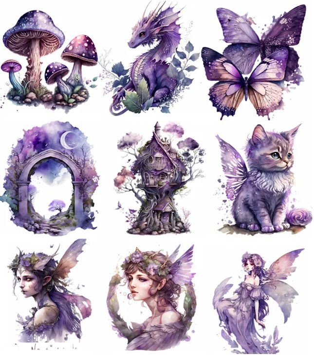 50 Feen & Märchen Aufkleber - Aquarell Design Für Handy, Laptop & Scrapbooking